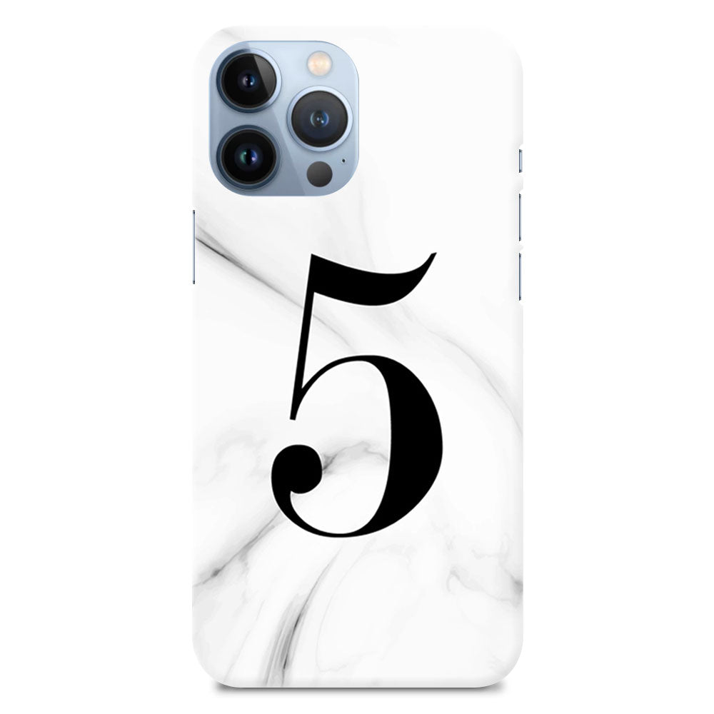Numeric Number 5 On White Marble Designer Hard Mobile Case