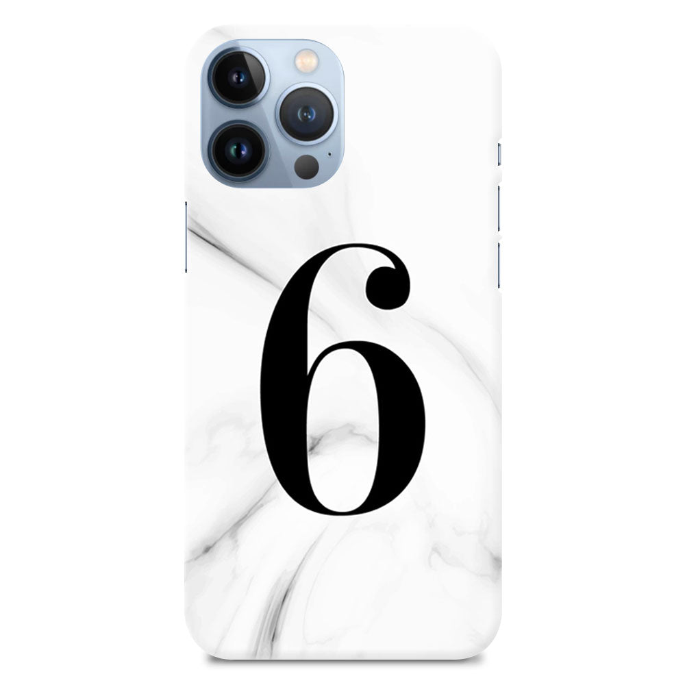 Numeric Number 6 On White Marble Designer Hard Mobile Case