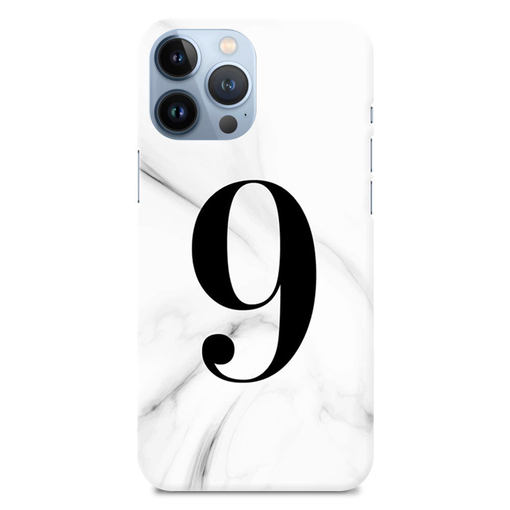Numeric Number 9 On White Marble Designer Hard Mobile Case