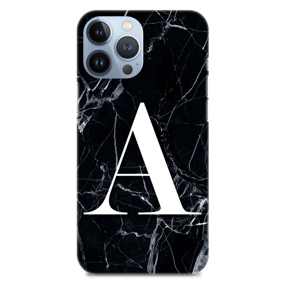 Alphabet A Letter On Black Marble Designer Hard Mobile Case
