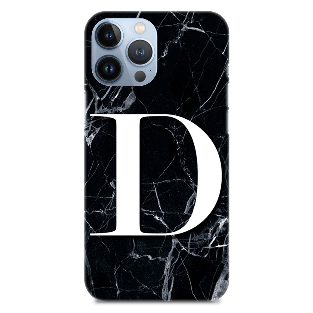 Alphabet D Letter On Black Marble Designer Hard Mobile Case