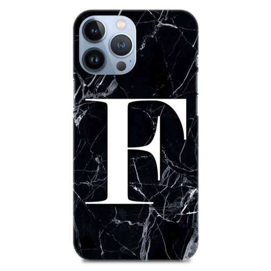 Alphabet F Letter On Black Marble Designer Hard Mobile Case