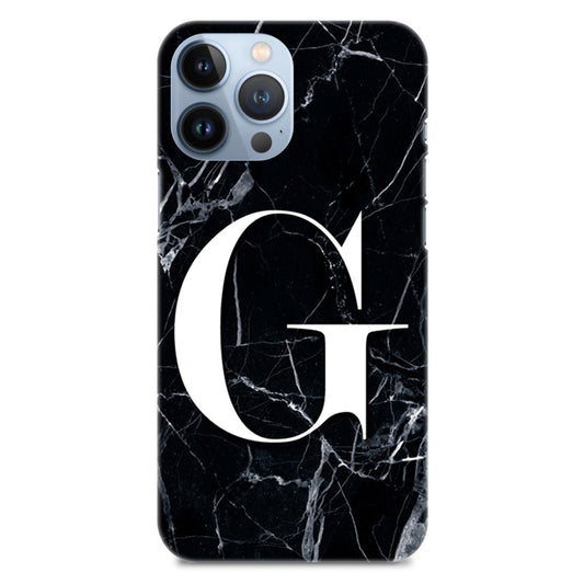 Alphabet G Letter On Black Marble Designer Hard Mobile Case