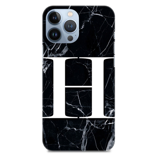 Alphabet H Letter On Black Marble Designer Hard Mobile Case