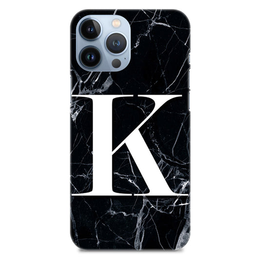 Alphabet K Letter On Black Marble Designer Hard Mobile Case
