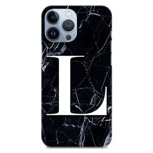 Alphabet L Letter On Black Marble Designer Hard Mobile Case
