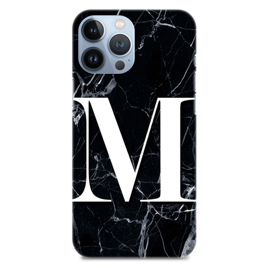 Alphabet M Letter On Black Marble Designer Hard Mobile Case