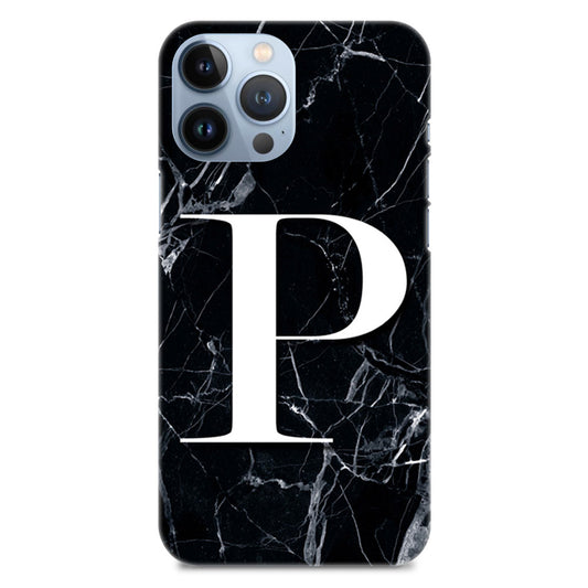 Alphabet P Letter On Black Marble Designer Hard Mobile Case