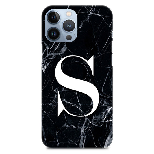 Alphabet S Letter On Black Marble Designer Hard Mobile Case