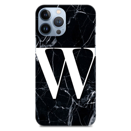 Alphabet W Letter On Black Marble Designer Hard Mobile Case