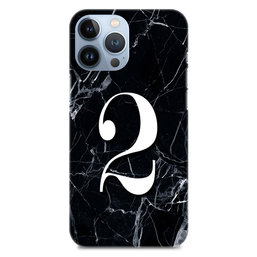 Numeric Number 2 On Black Marble Designer Hard Mobile Case