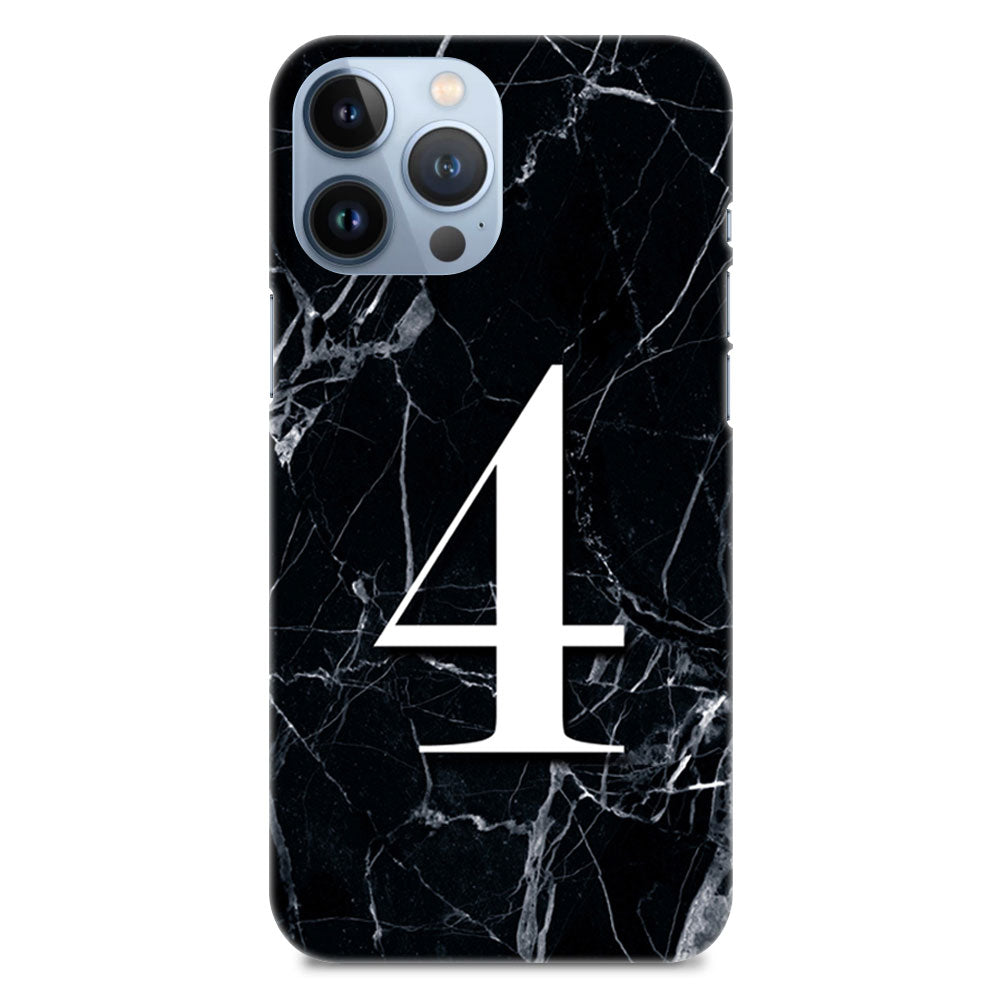 Numeric Number 4 On Black Marble Designer Hard Mobile Case