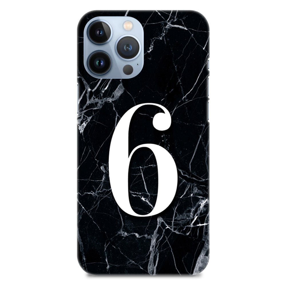 Numeric Number 6 On Black Marble Designer Hard Mobile Case