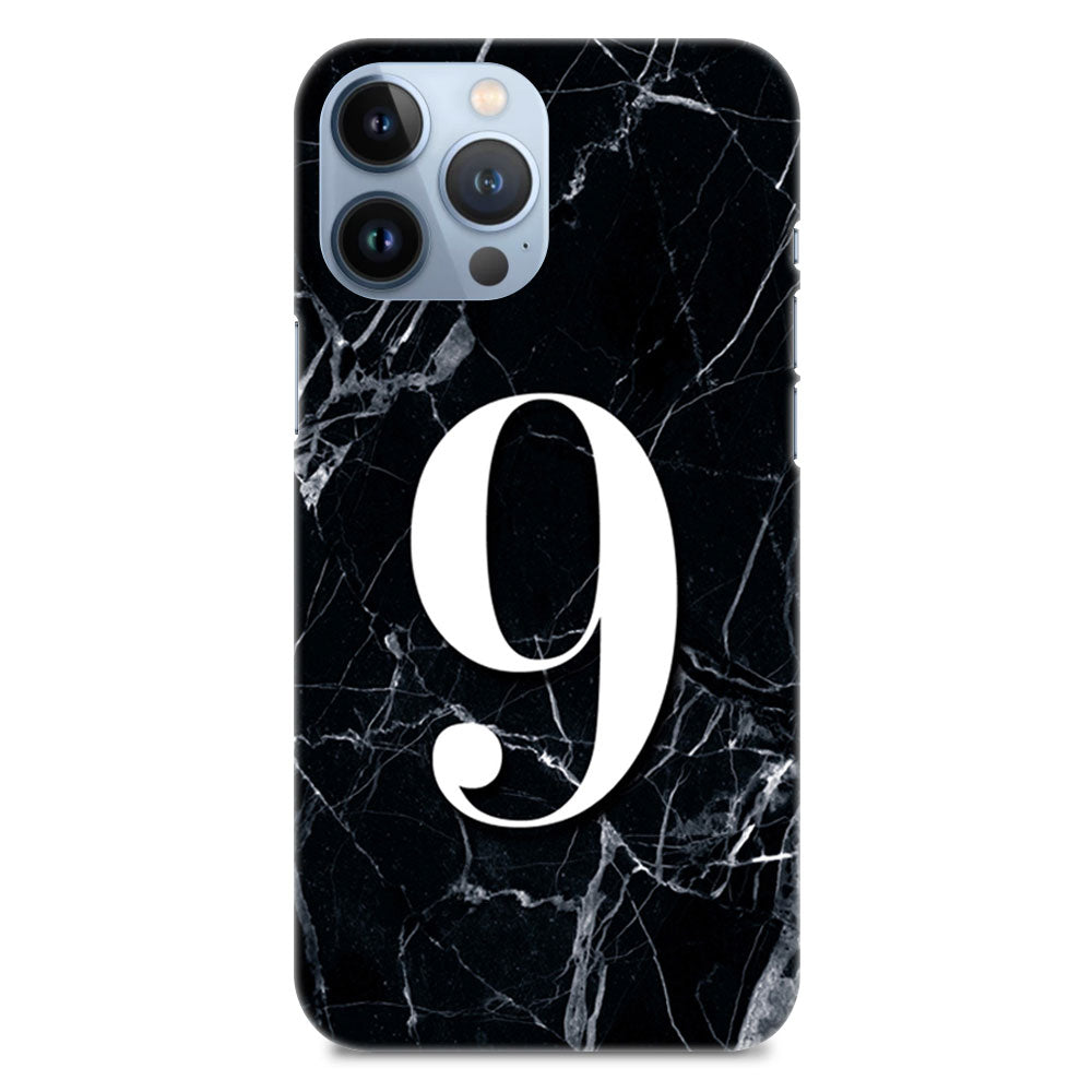 Numeric Number 9 On Black Marble Designer Hard Mobile Case