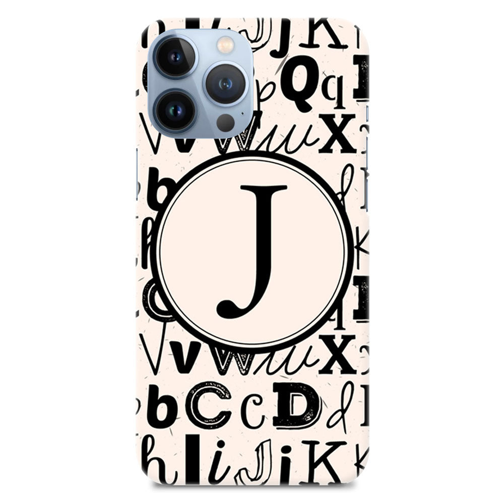 Funky Background Alphabet J Letter On Black Marble Designer Hard Mobile Case