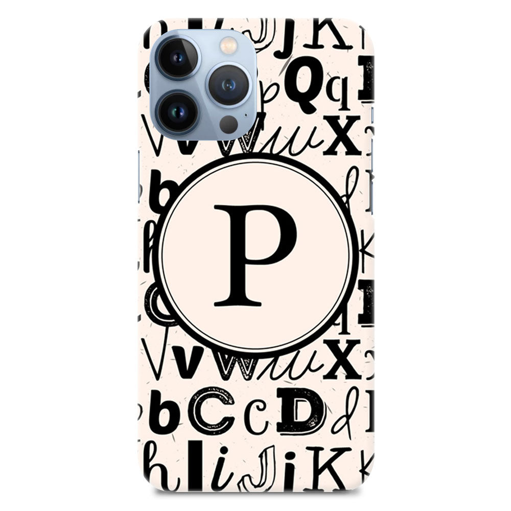 Funky Background Alphabet P Letter On Black Marble Designer Hard Mobile Case