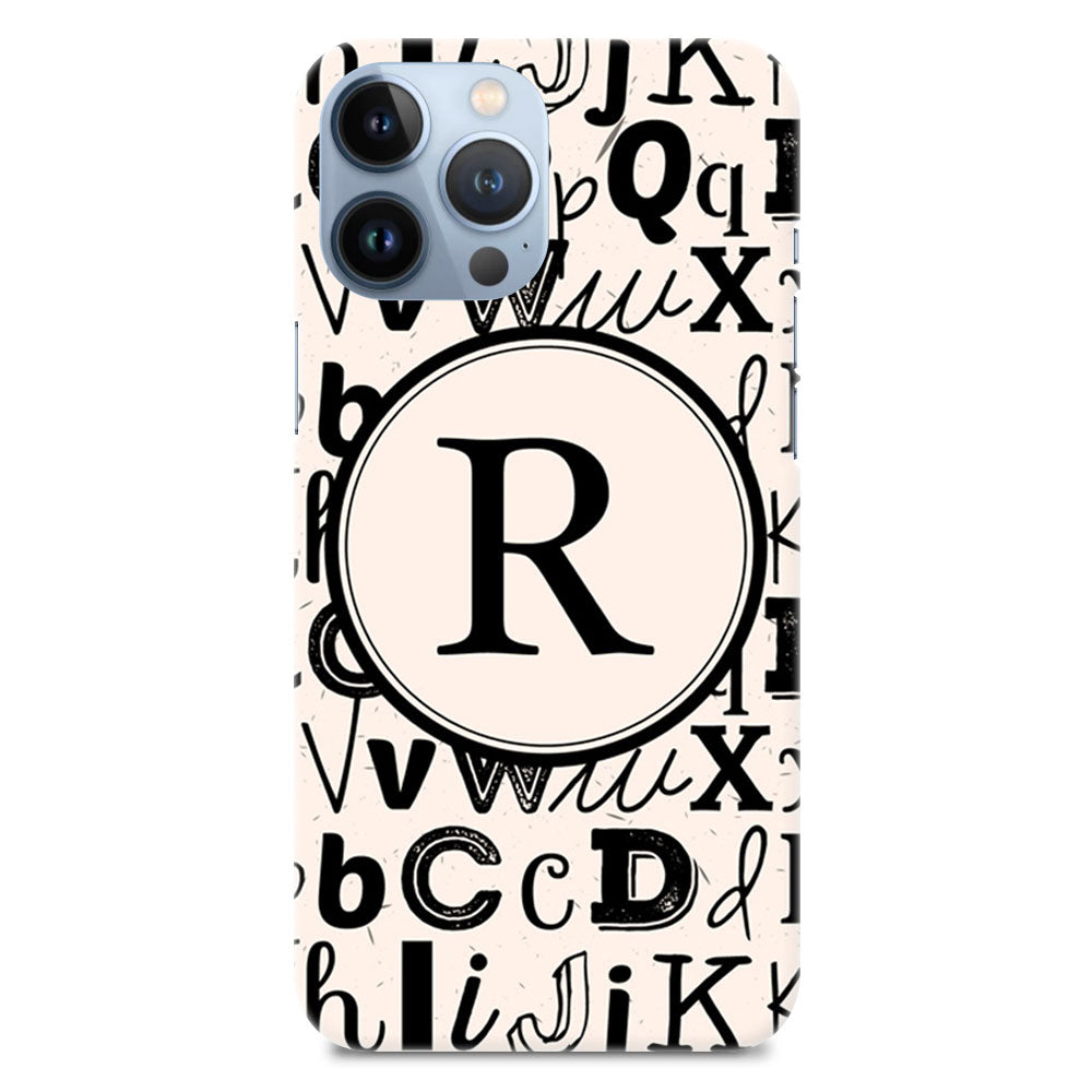 Funky Background Alphabet R Letter On Black Marble Designer Hard Mobile Case