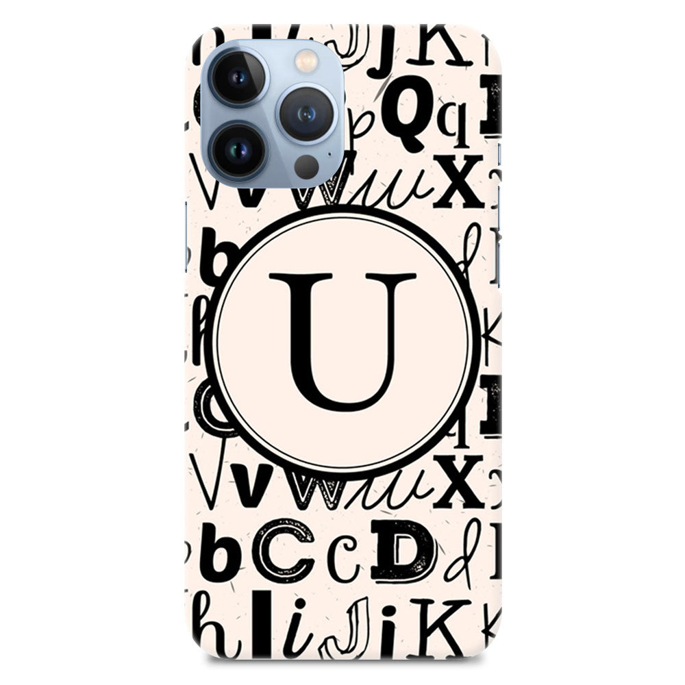 Funky Background Alphabet U Letter On Black Marble Designer Hard Mobile Case