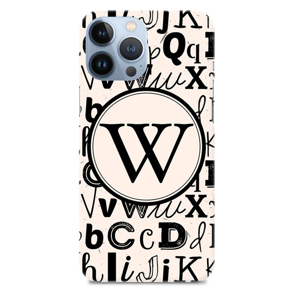Funky Background Alphabet W Letter On Black Marble Designer Hard Mobile Case