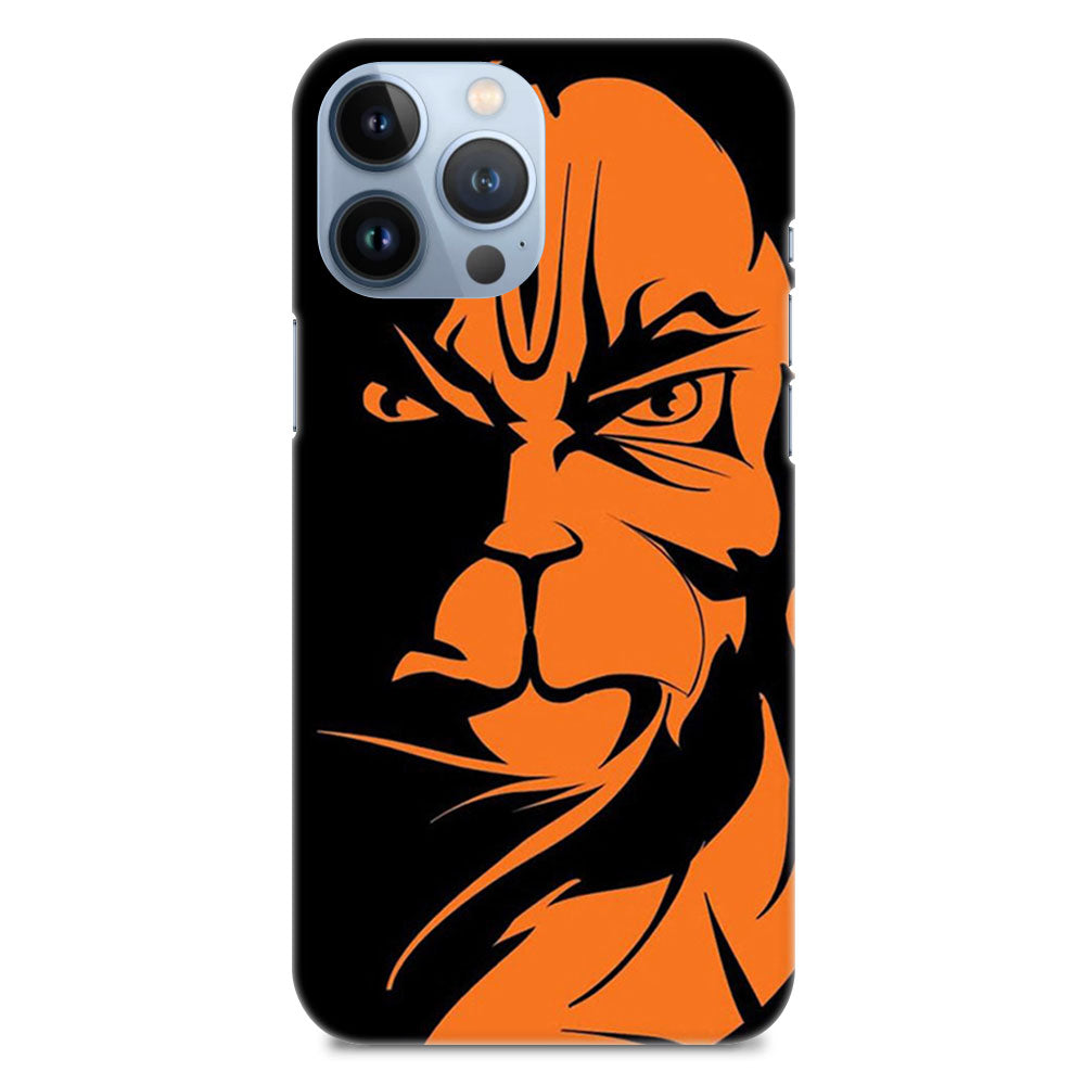 Spiritual God Hanuman Bajrang Angry Face Orange Designer Hard Mobile Case