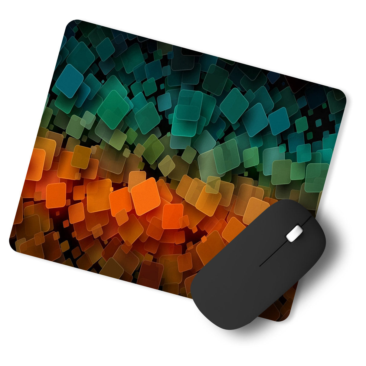 Blocks Pattern Blue Orange Designer Printed Premium Mouse pad (9 in x 7.5 in)