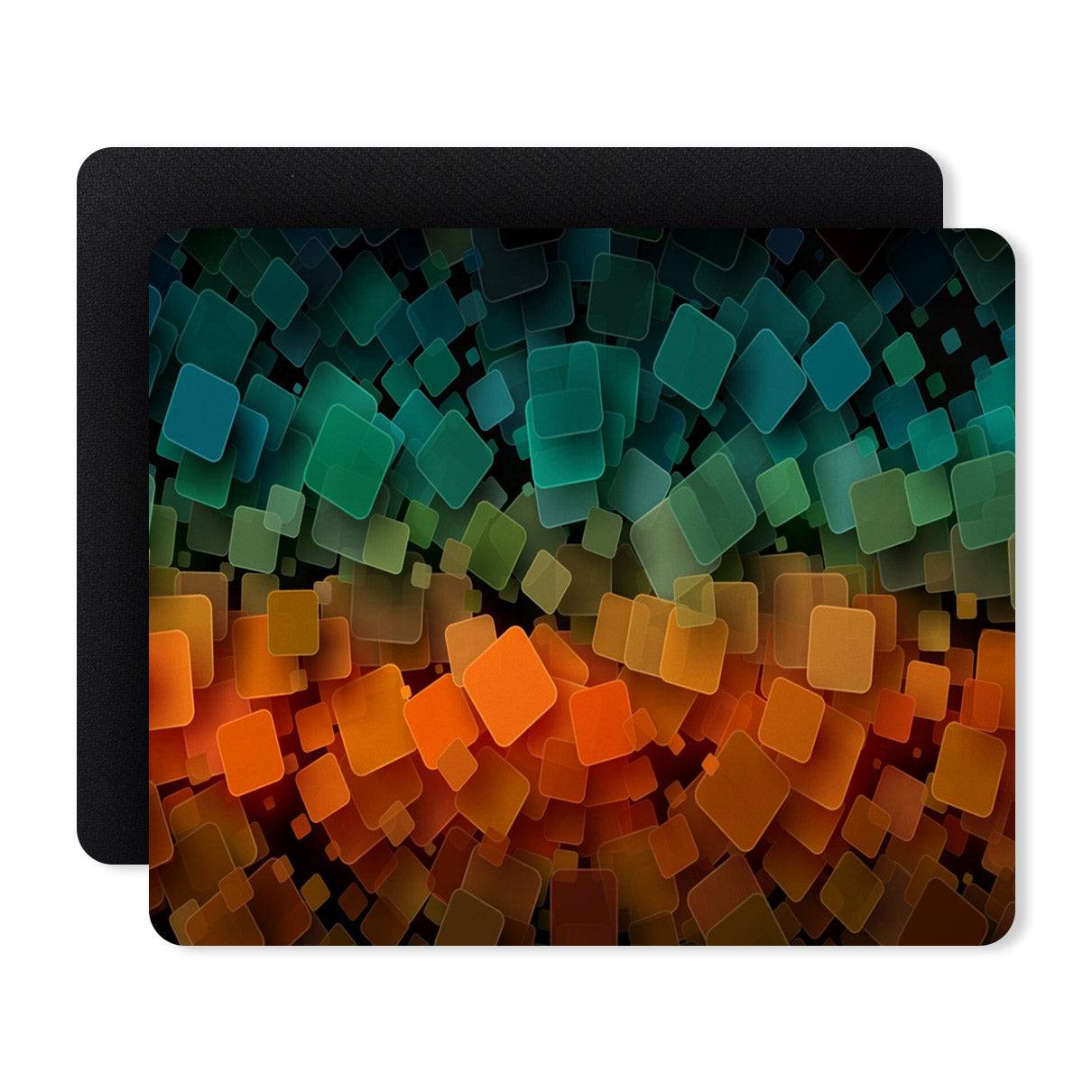 Blocks Pattern Blue Orange Designer Printed Premium Mouse pad (9 in x 7.5 in)