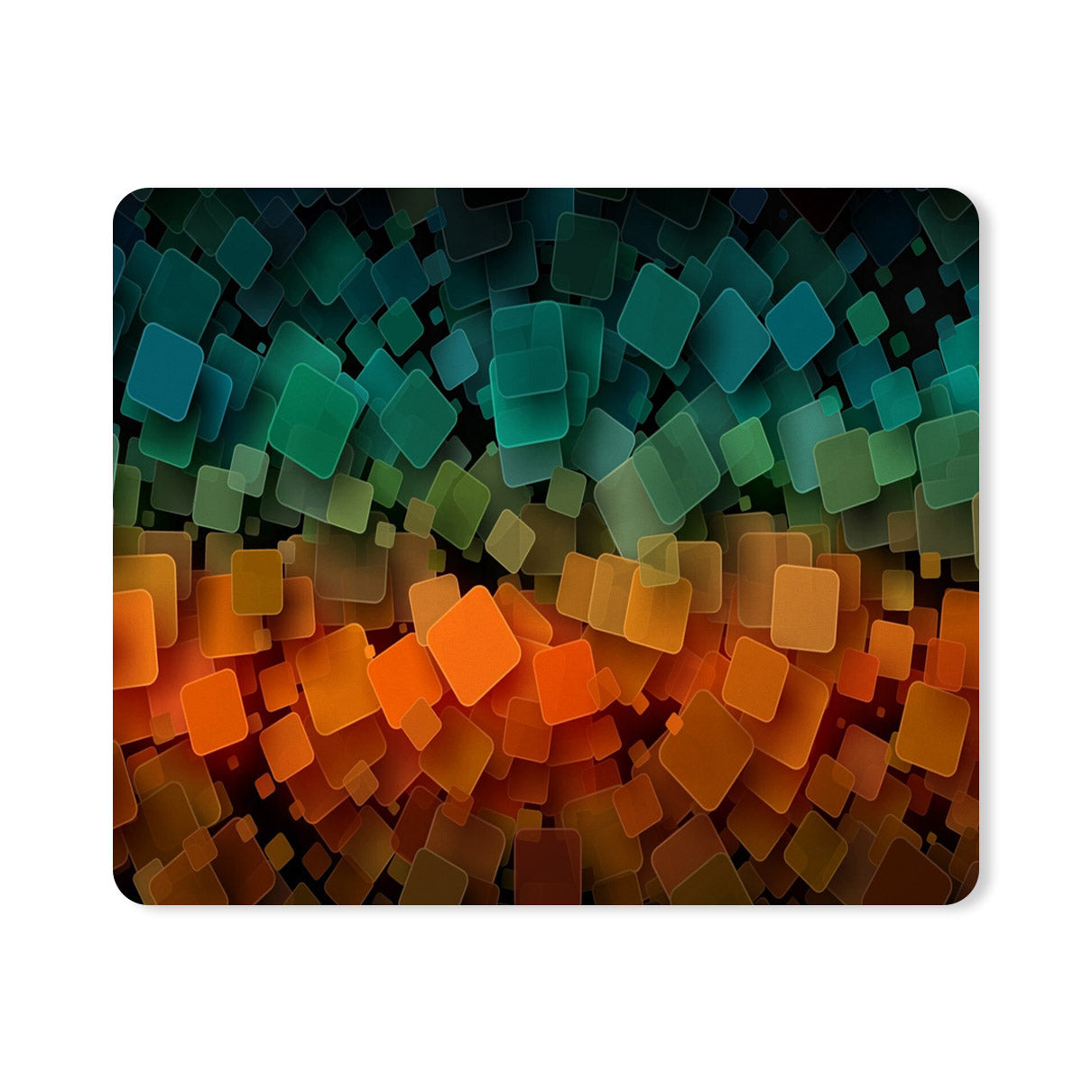 Blocks Pattern Blue Orange Designer Printed Premium Mouse pad (9 in x 7.5 in)