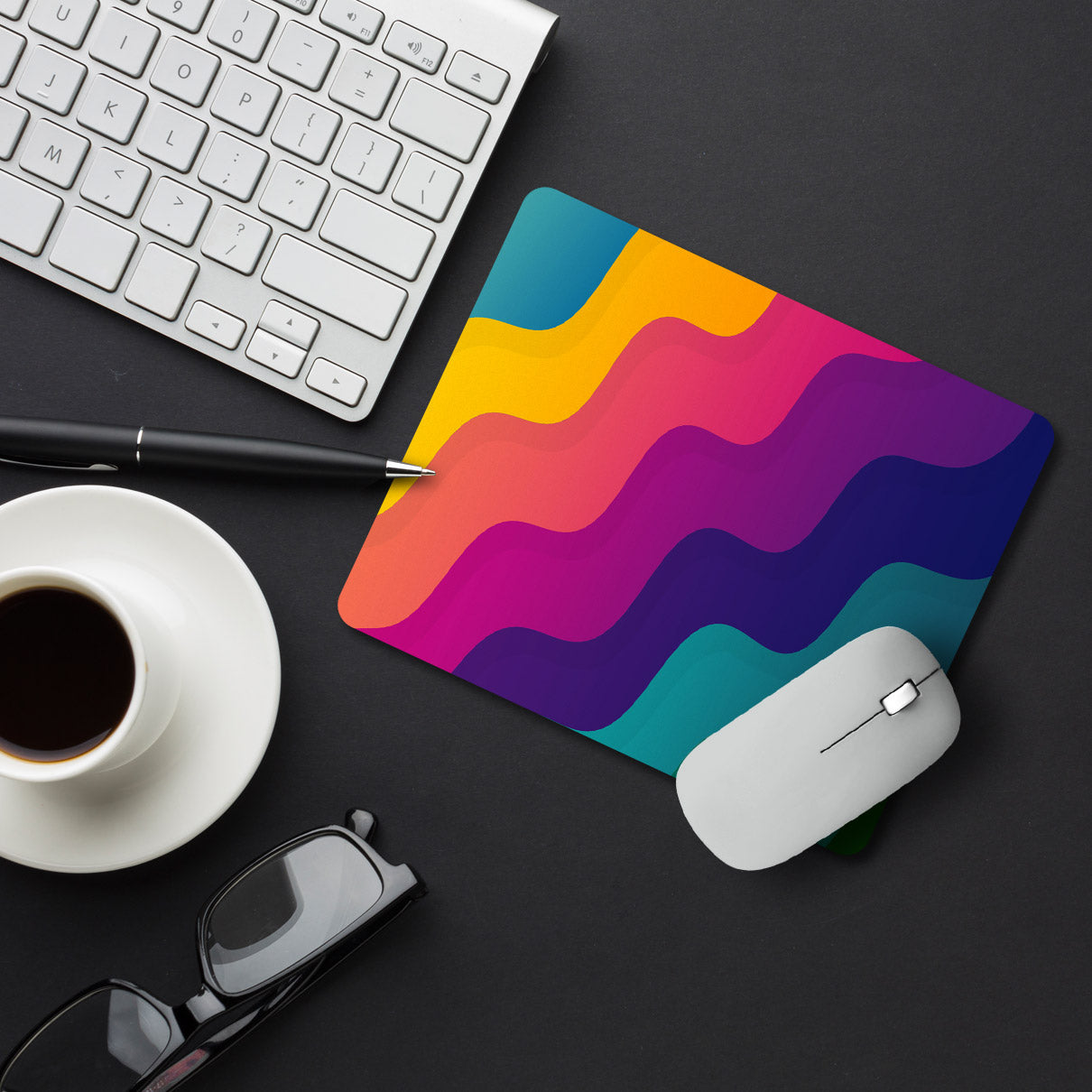 Colrful Waves Designer Printed Premium Mouse pad (9 in x 7.5 in)