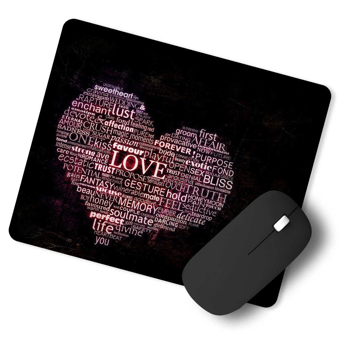 Heart Typography Designer Printed Premium Mouse pad (9 in x 7.5 in)