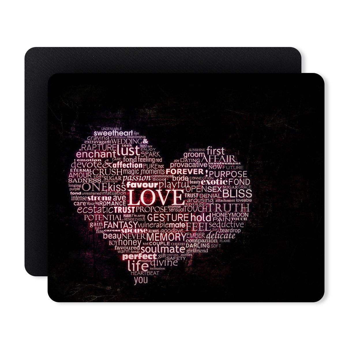 Heart Typography Designer Printed Premium Mouse pad (9 in x 7.5 in)