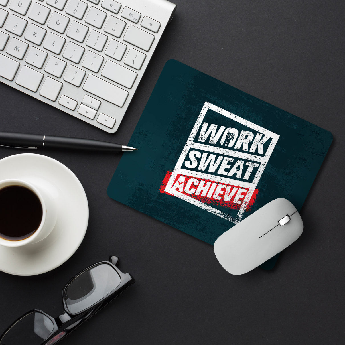Work Sweat Achieve Quotes Designer Printed Premium Mouse pad (9 in x 7.5 in)