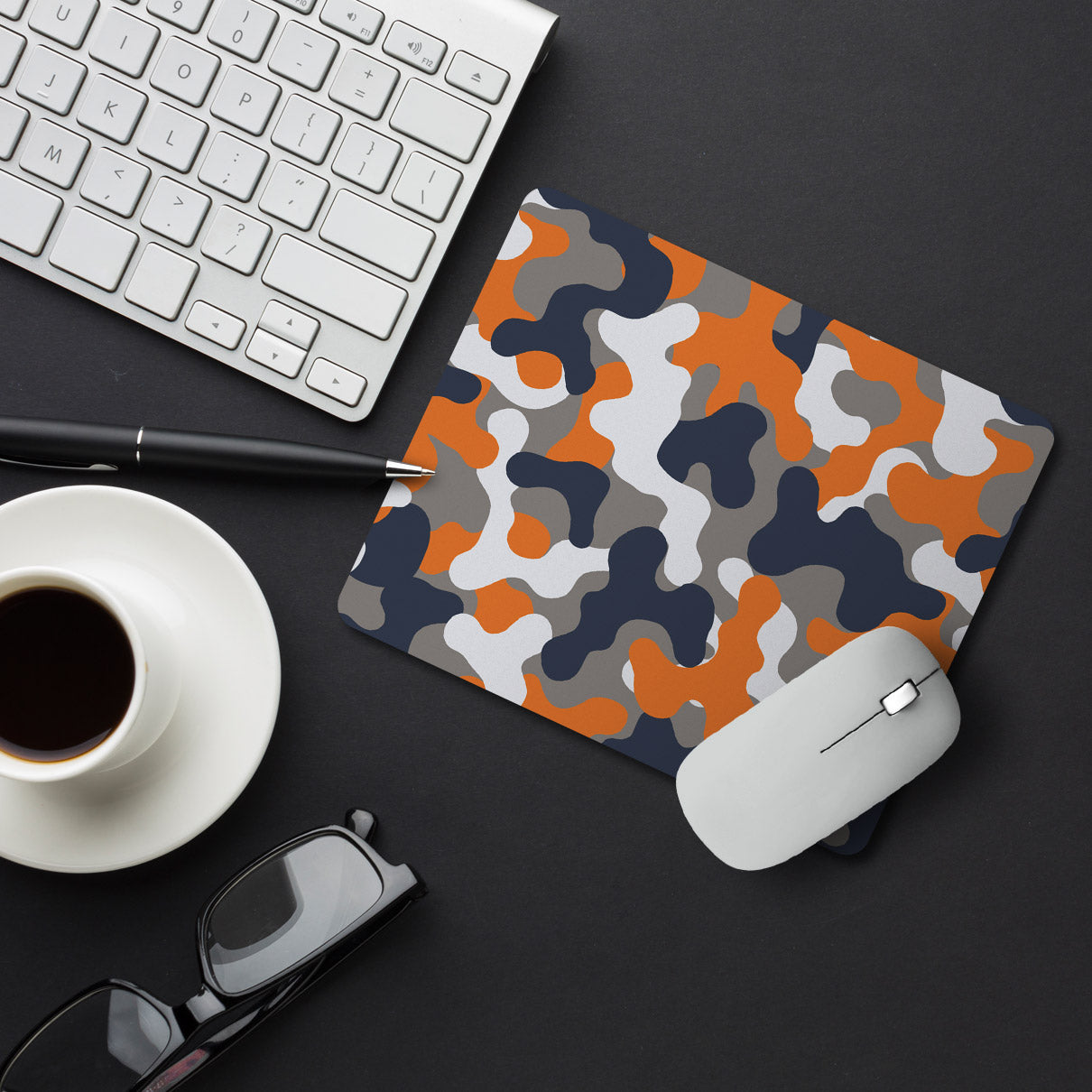Camouflage Army Orange Grey Designer Printed Premium Mouse pad (9 in x 7.5 in)