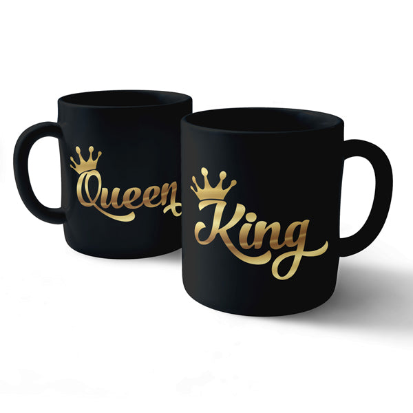 King Queen Crown - Black Combo Ceramic Mug (Pack of 2)