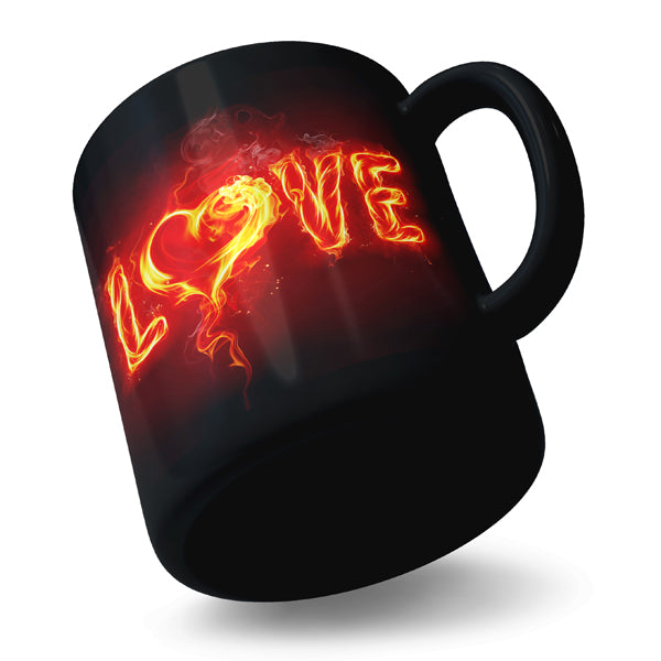 Love Fire Heart - Black Ceramic Mug