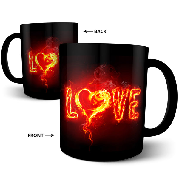 Love Fire Heart - Black Ceramic Mug
