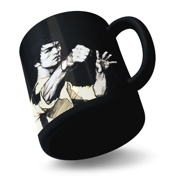 Bruce Karate Fighter - Black Ceramic Mug