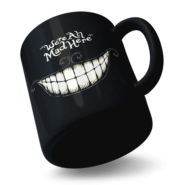 We All Are Made Here Laughing Typography - Black Ceramic Mug