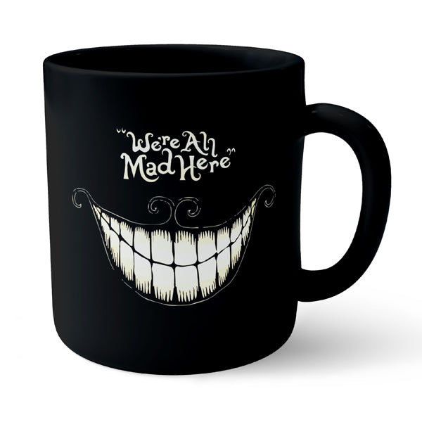 We All Are Made Here Laughing Typography - Black Ceramic Mug