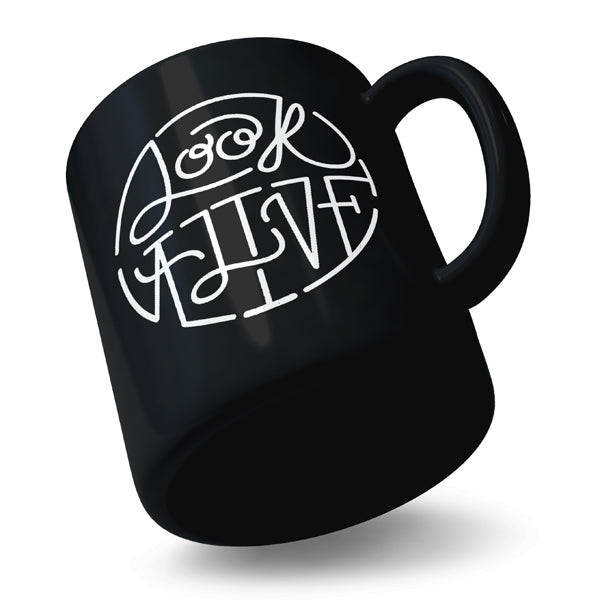 Look Alive Typography - Black Ceramic Mug