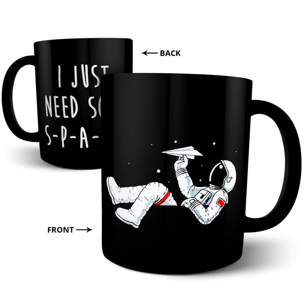 Astronaut Space Rest Typography - Black Ceramic Mug