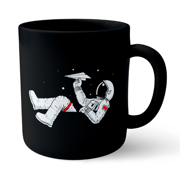 Astronaut Space Rest Typography - Black Ceramic Mug