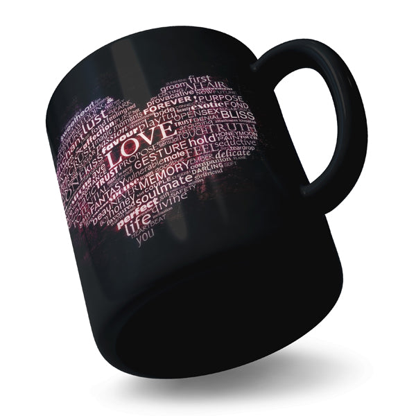 Love Never Let You Go Typography - Black Ceramic Mug