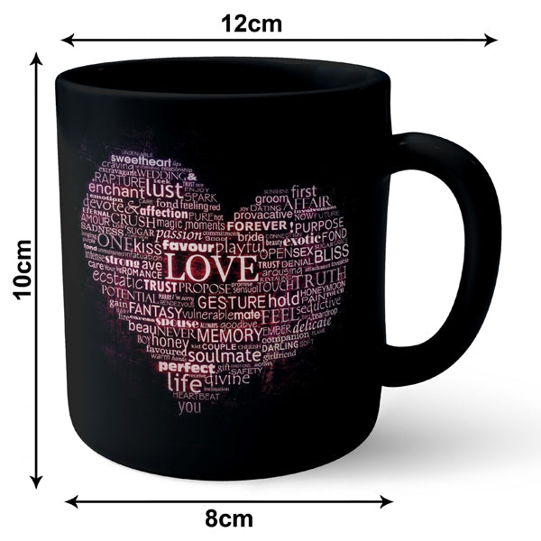 Love Never Let You Go Typography - Black Ceramic Mug