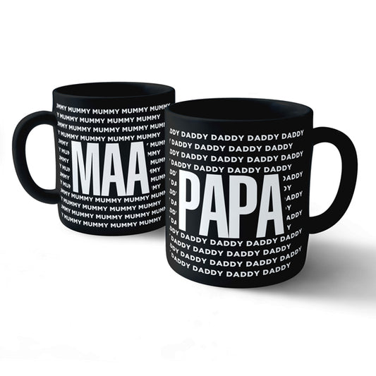 Papa Maa - Black Combo Ceramic Mug (Pack of 2)