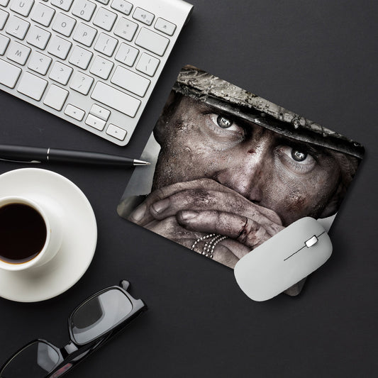 Military Man Thinking Designer Printed Premium Mouse pad (9 in x 7.5 in)