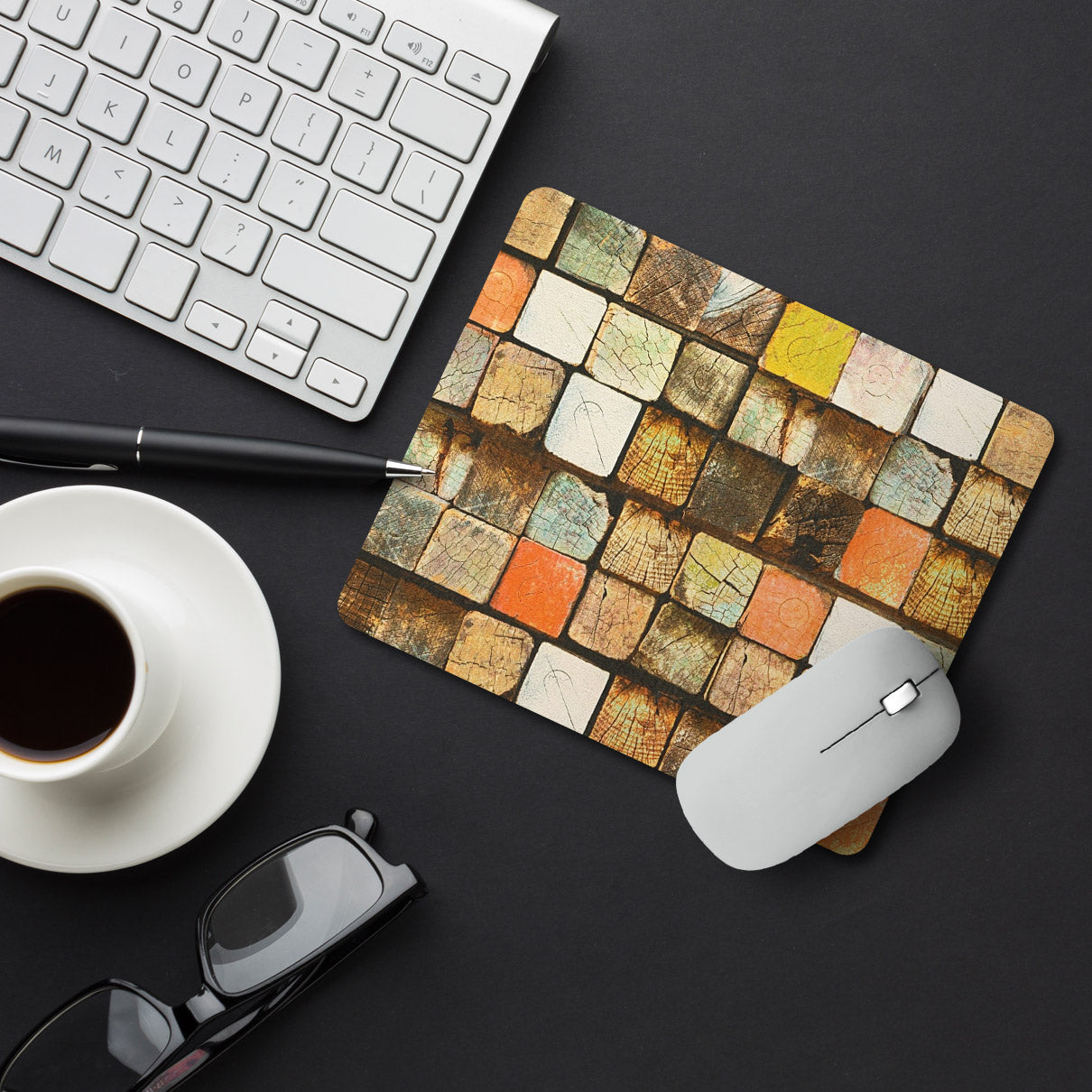 Colorful Wood Blocks Designer Printed Premium Mouse pad (9 in x 7.5 in)